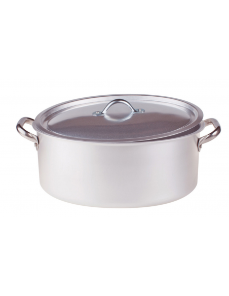 Casseruola ovale con maniglie inox e coperchio - Alluminio 3mm professionale