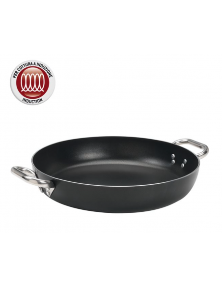 Tegame per induzione in alluminio antiaderente 5 mm - 2 maniglie inox - Serie All Black