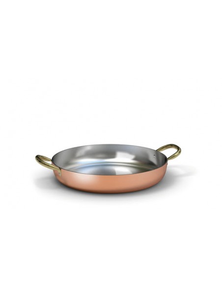 Tegame in rame stagnato 2 maniglie in ottone