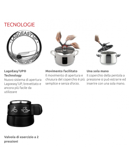 Lagostina - Pentola a pressione  - serie Novia® Vitamin - Lagoeasy'up