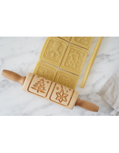 Mattarello decorativo in legno BISCOTTI NATALIZI
