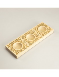 Stampo in legno decorato per ravioli - 3 impronte - Mandala 2