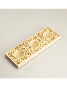 Stampo in legno decorato per ravioli - 3 impronte - Deco 2