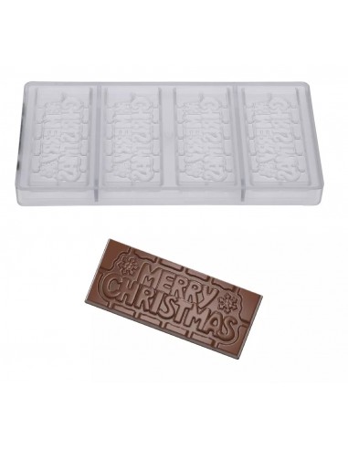 Stampo per cioccolato in policarbonato TAVOLETTA MERRY CHRISTMAS - Buon  Natale