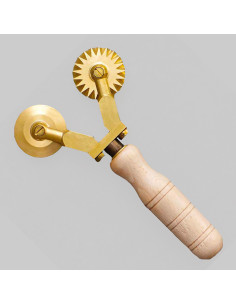 Rotella tagliapasta in ottone doppia - liscia e festonata
