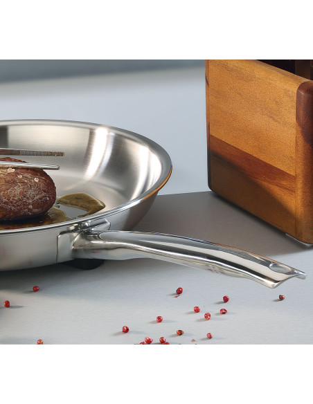 Spring - Padella in acciaio inox con anima in alluminio - Cm 24 - Serie Brigade Premium