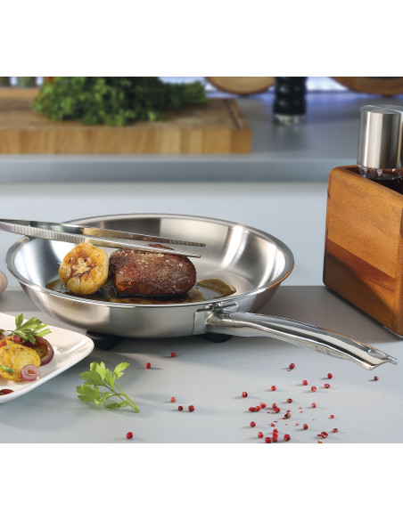 Spring - Padella in acciaio inox con anima in alluminio - Cm 24 - Serie Brigade Premium