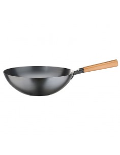 Wok antiaderente con manico in legno - Cm 24