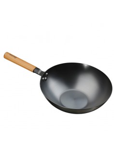 Wok antiaderente con manico in legno - Cm 24 2